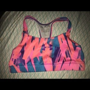 Blue and pink under armour sports bra